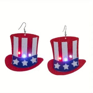 American Flag Hat Light-Up Earrings